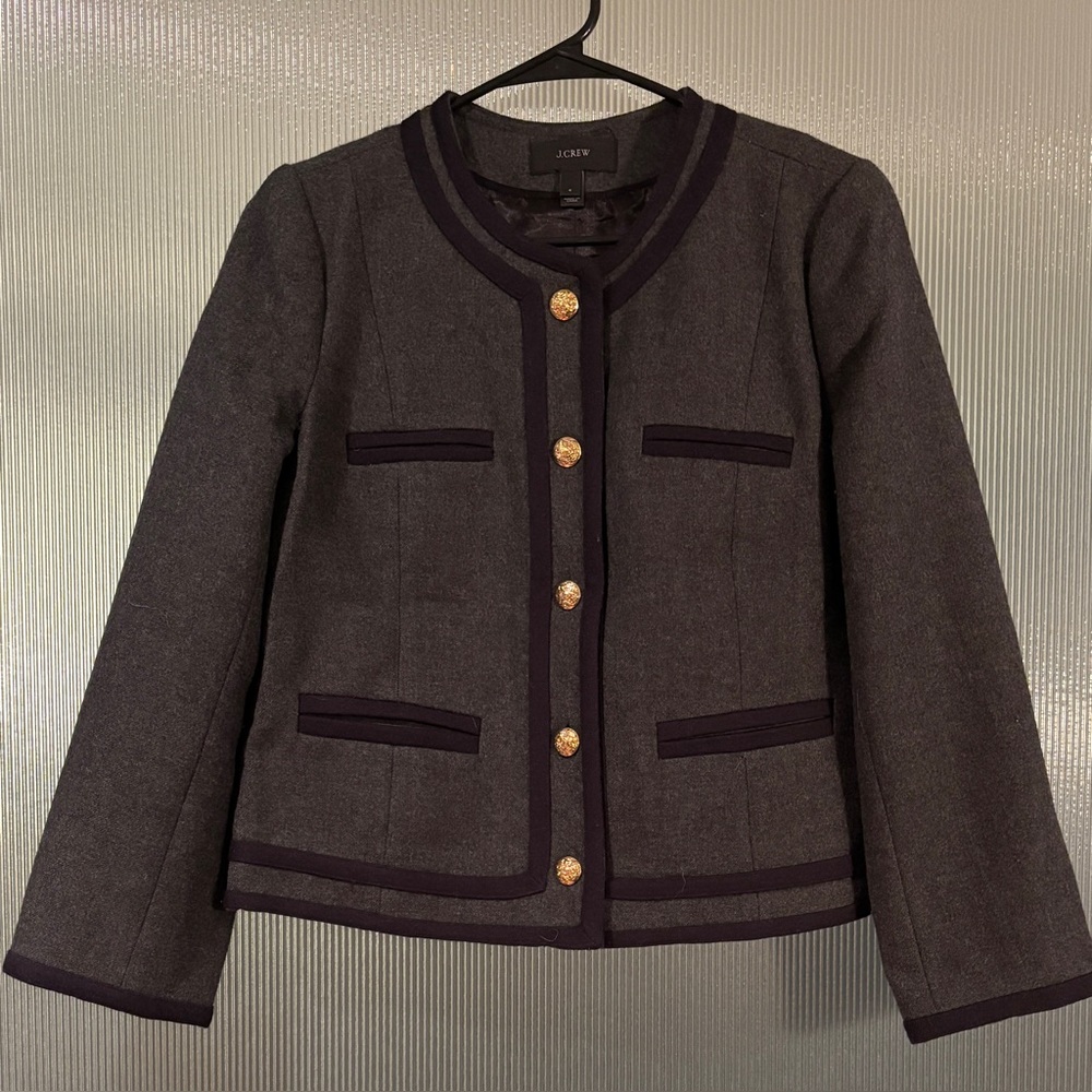 J.Crew Double-Serge Wool Tweed Blazer Celine-esque – Charcoal Gray – Size 6
